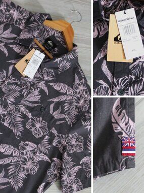 Quicksilver Pink Floral All Over Print Mens 2XL Resortwear Spring Hawaiian Shirt